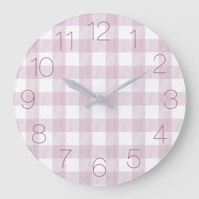 Pretty in Pink Plaid Large Clock (Front)
