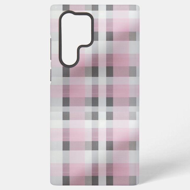Pretty in Pink Plaid Pattern – Trendy Tartan  Samsung Galaxy S22 Ultra Case (Back)