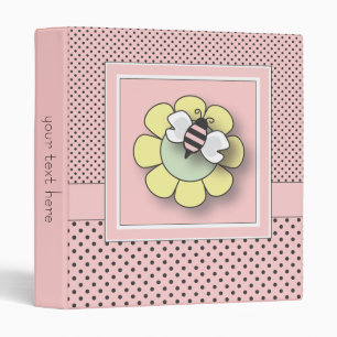 Pretty in Pink Polka Dot Girly Bumble Bee Binder