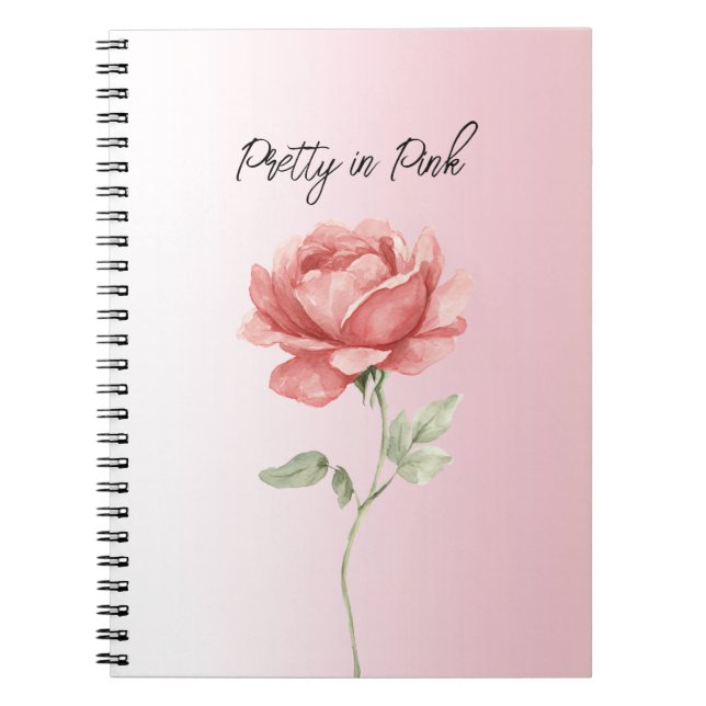 Pretty in Pink Red Rose Notebook (Front)