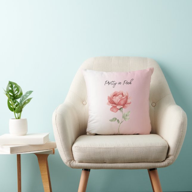 Pretty in Pink Red Rose Throw Pillow (Chair)