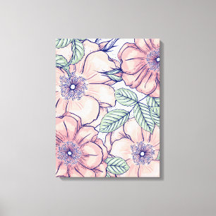 Pretty in Pink: Seamless Floral Pattern Canvas Print