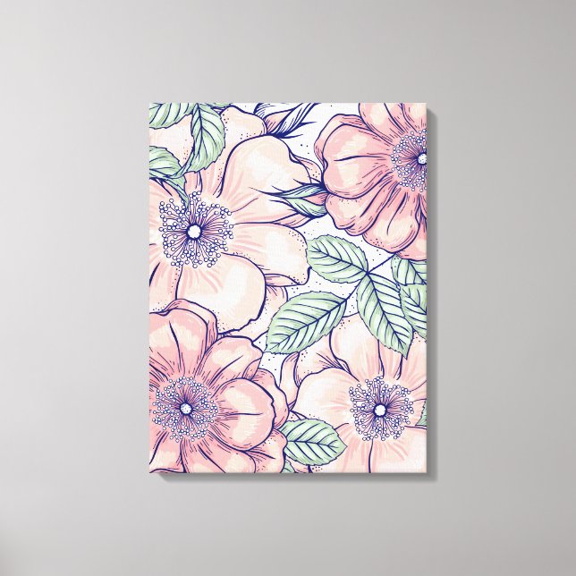 Pretty in Pink: Seamless Floral Pattern Canvas Print (Front)