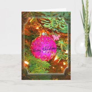 Pretty in Pink - Sparkling Christmas ornament Holiday Card