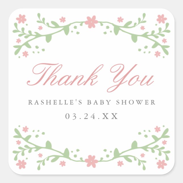 Pretty in Pink Thank You Stickers (Front)