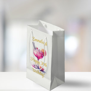 Pretty in Pink Theme Cocktail 30th Birthday Small Gift Bag