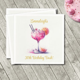 Pretty in Pink Themed Cocktail Birthday Napkin
