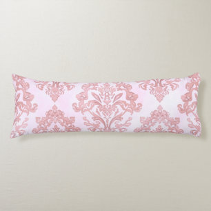 Pretty in Pink Victorian Damask Watercolor Pattern Body Pillow
