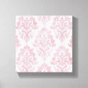 Pretty in Pink Victorian Damask Watercolor Pattern Canvas Print
