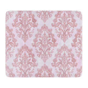 Pretty in Pink Victorian Damask Watercolor Pattern Cutting Board
