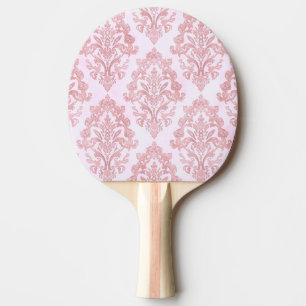 Pretty in Pink Victorian Damask Watercolor Pattern Ping Pong Paddle