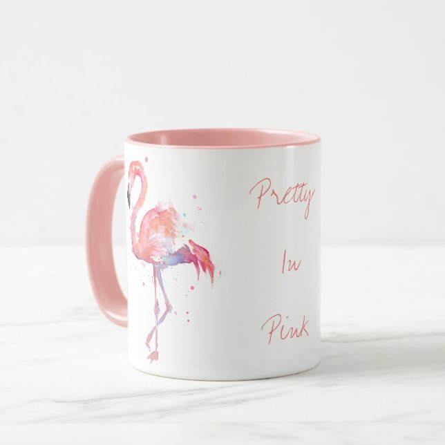 Pretty In Pink Water Colour Flamingo Mug (Front Left)