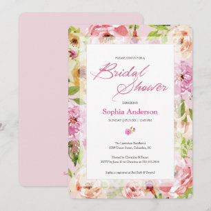 Pretty in Pink Watercolor Bridal Shower Invitation