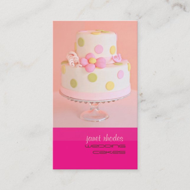 Pretty in Pink wedding cake Business Card (Front)