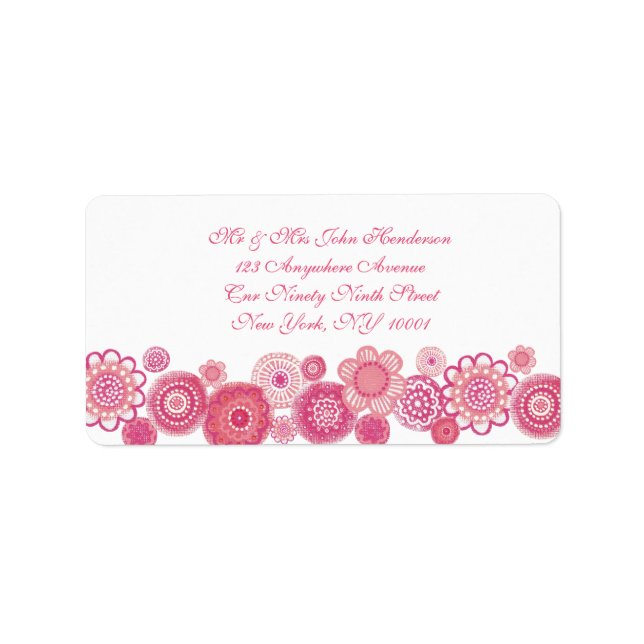 Pretty in Pink & White Floral Address Sticker (Front)