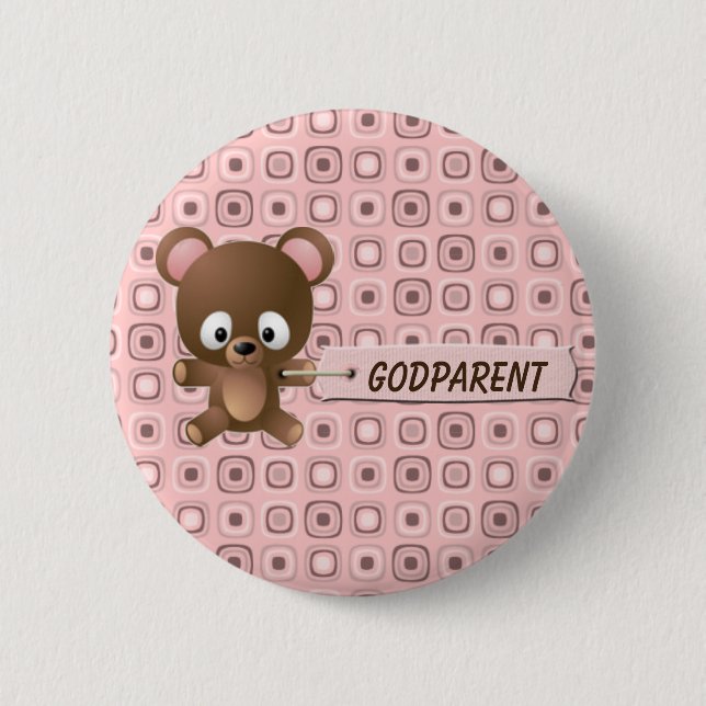 Pretty in Pink Whos Who  Godparent 2 Inch Round Button (Front)