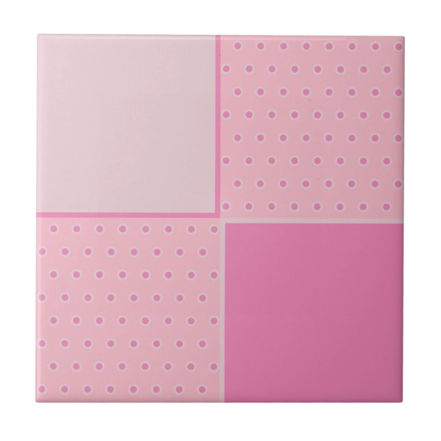 Pretty in pinks spots and squares tile (Front)