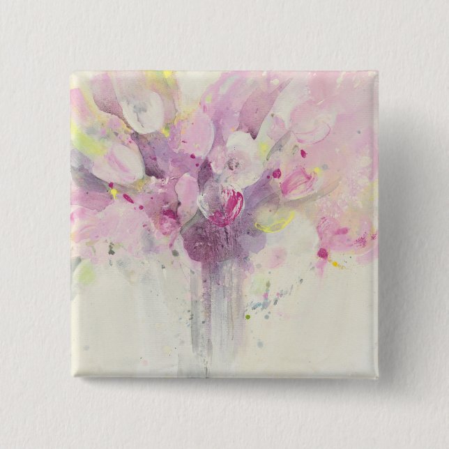 Pretty in Spring | Soft Pink Bouquet 2 Inch Square Button (Front)