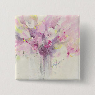 Pretty in Spring Soft Pink Bouquet 2 Inch Square Button