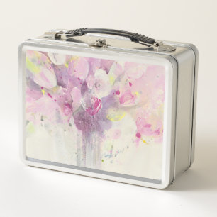 Pretty in Spring Soft Pink Bouquet Metal Lunch Box