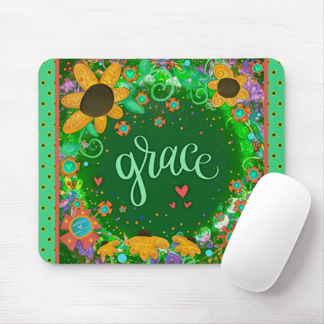 Pretty Inspiring Floral Grace Inspirivity Mouse Pad (With Mouse)