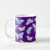 Pretty Iridescent Butterflies on Purple