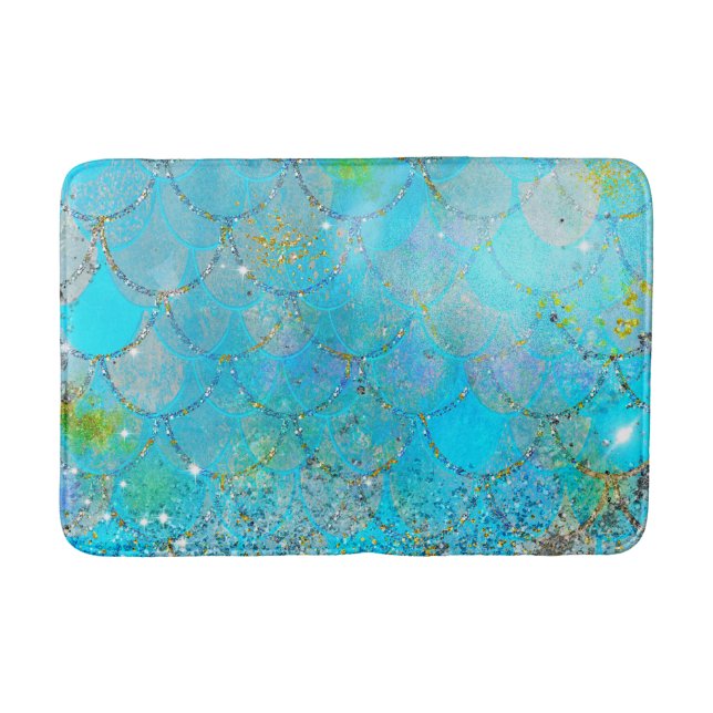 Pretty Iridescent Pearl Shimmer Mermaid Scales Bath Mat (Front)