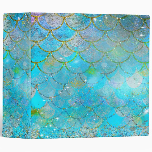 Pretty Iridescent Pearl Shimmer Mermaid Scales Binder (Front/Spine)