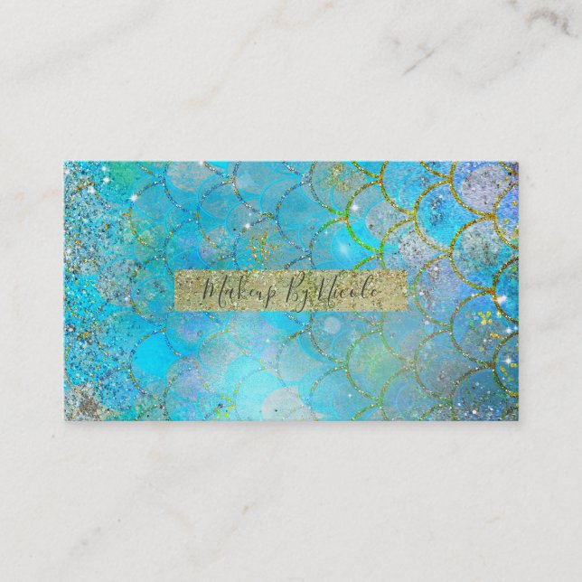 Pretty Iridescent Pearl Shimmer Mermaid Scales Business Card (Front)