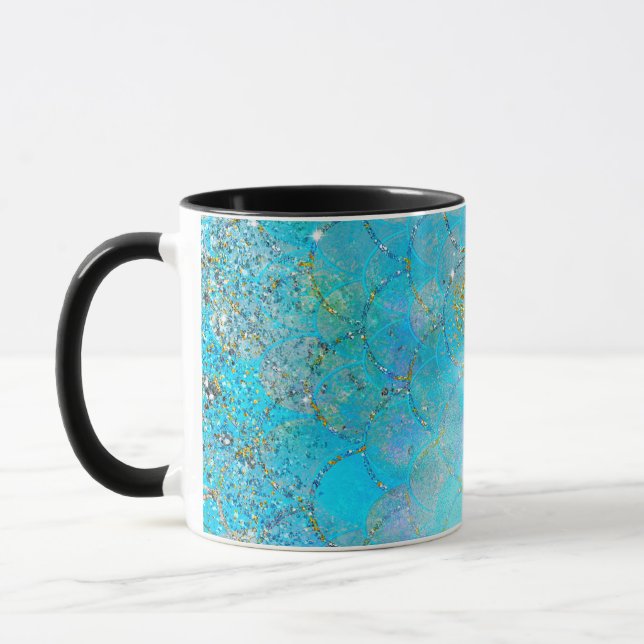 Pretty Iridescent Pearl Shimmer Mermaid Scales Mug (Left)