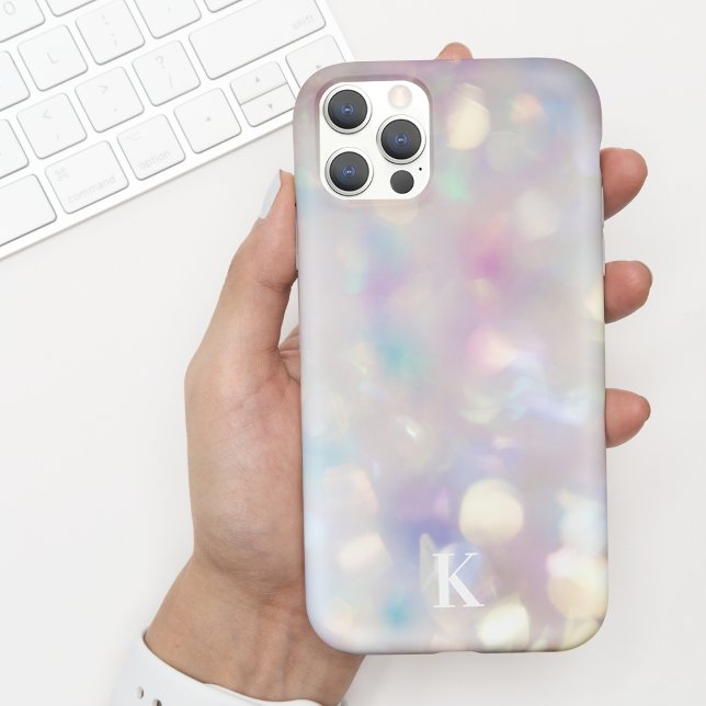 Pretty Iridescent Soft Bokeh w/ Initial  iPhone 15 Case (Creator Uploaded)