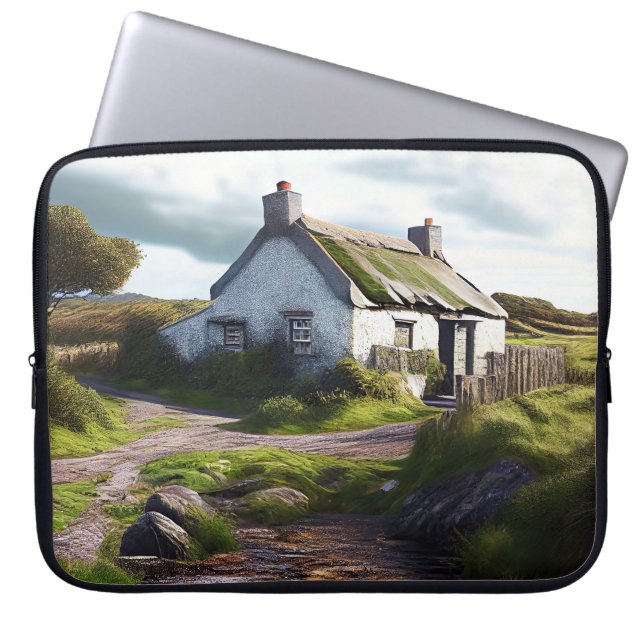 PRETTY IRISH COUNTRYSIDE SCENE WITH COTTAGE LAPTOP SLEEVE (Front)