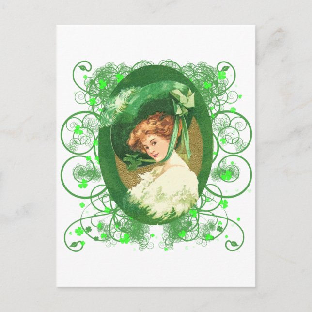 Pretty Irish Woman Vintage Design Postcard (Front)