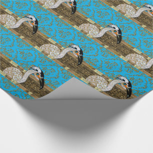 Pretty Island Bird Stripe Wrapping Paper