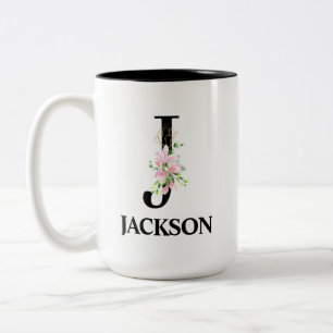 Pretty J Monogrammed Initial Two-Tone Coffee Mug
