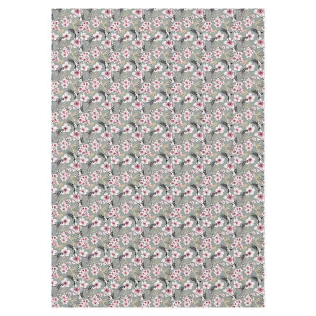 Pretty Japanese Pink Cherry Blossom Pattern Tablecloth (Front)
