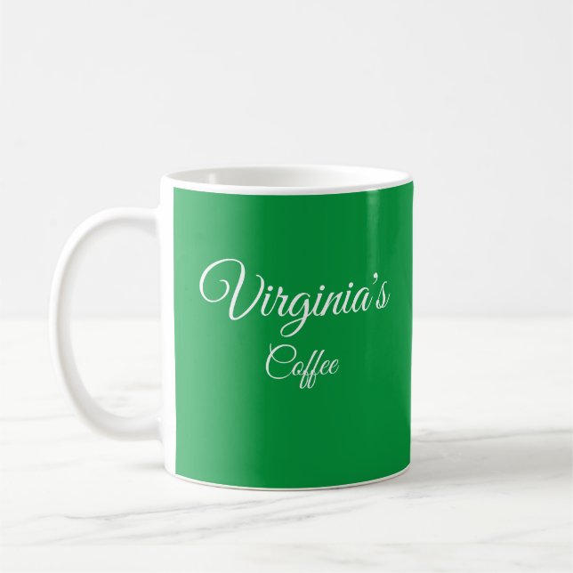 Pretty Kelly Green Personalized Coffee Mug (Left)