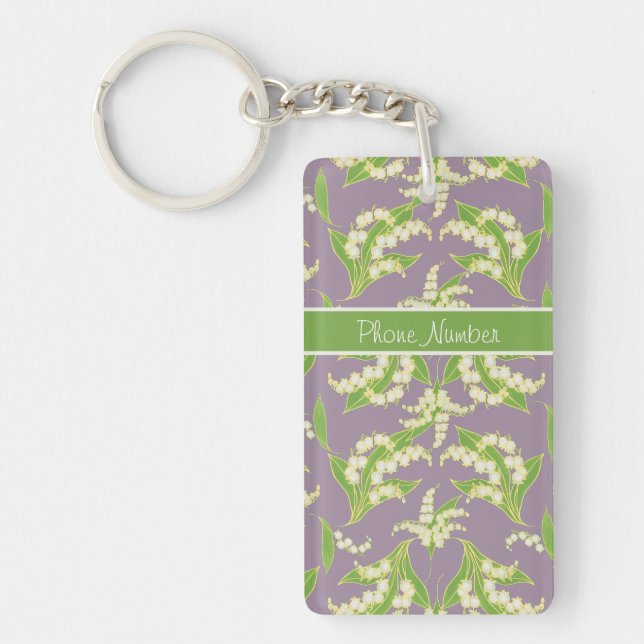 Pretty Keychain: Lilies of the Valley, Mauve Keychain (Front)