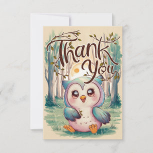 Pretty Kids Owl Thank You Card