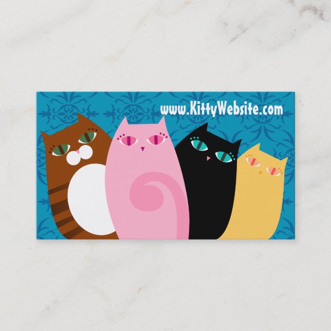 Pretty Kitties on Blue Business Card (Front)