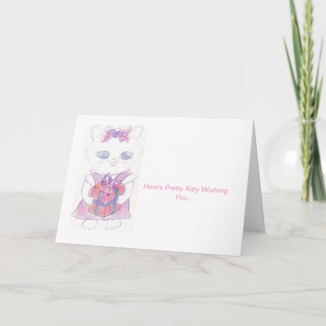 Pretty Kitty Birthday Card (Front)