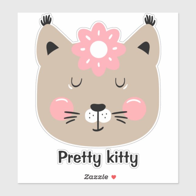 Pretty kitty napping pink flower personalize (Sheet)