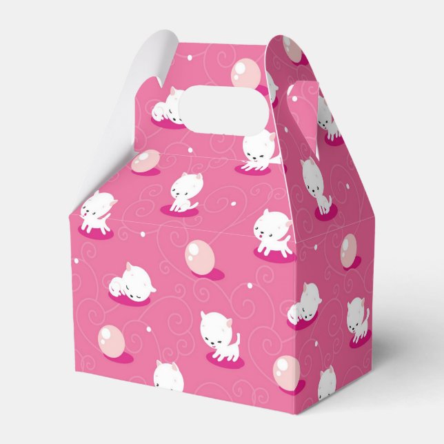 Pretty Kitty Pink Kittens Pattern Favour Box (Front Side)