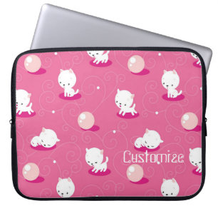 Pretty Kitty Pink Kittens Pattern Laptop Sleeve