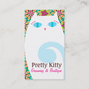Pretty Kitty White & Floral Business Card