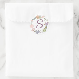 Pretty Knitting Border Classic Round Sticker