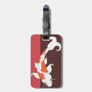 Pretty Koi on Red and Brown - Custom Luggage Tag