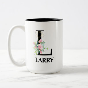 Pretty L Monogrammed Alphabet Two-Tone Coffee Mug