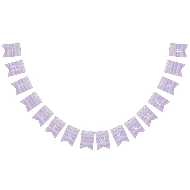 Pretty Lace & Lilac Rustic Wood Celebration Bunting Flags (All)