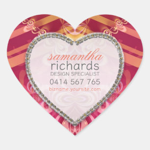 Pretty Lace Ribbons CustomName Heart Stickers